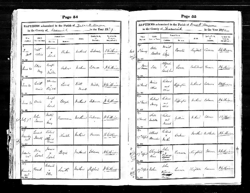 Rippington (Minnie Alice) 1890 Baptism Record